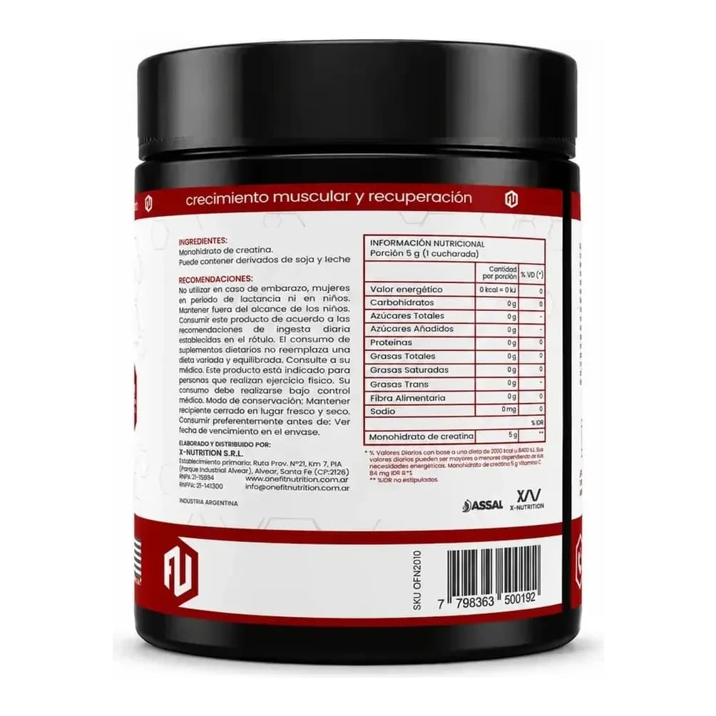 Información nutricional de Creatina One Fit 200 g