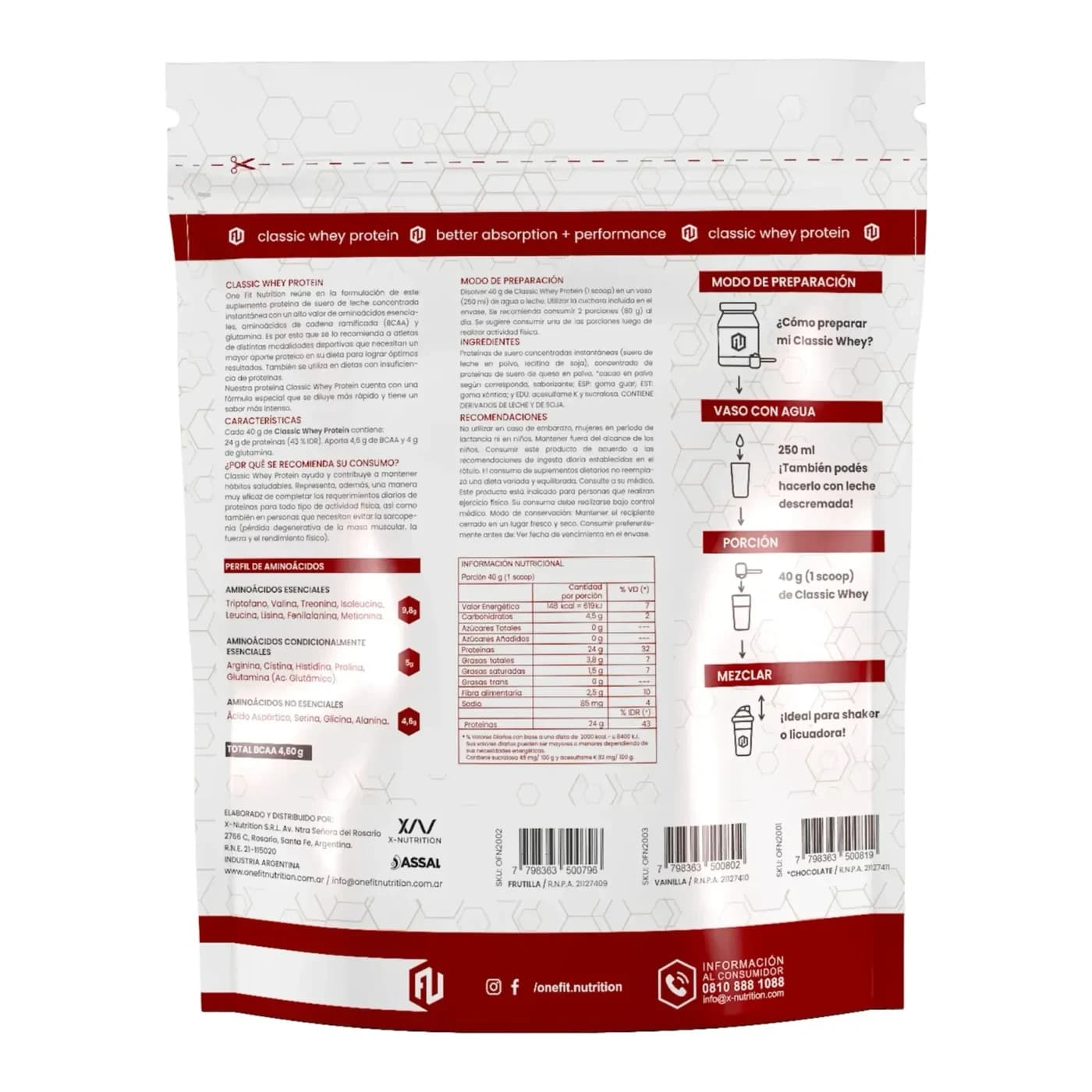 Información nutricional de Proteína One Fit 2 lb